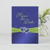 Royal Blue Pleats and Chartreuse Save the Date (Standing Front)