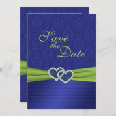 Royal Blue Pleats and Chartreuse Save the Date (Front/Back)
