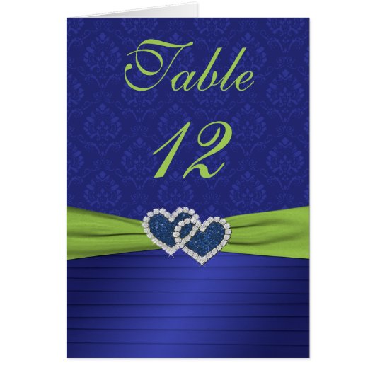 Royal Blue Pleats and Chartreuse Table Card (Front)