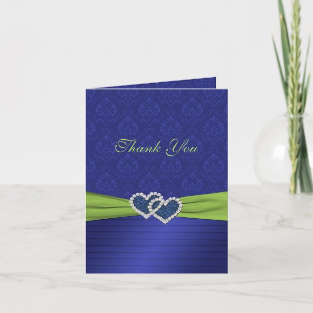 Royal Blue Pleats and Chartreuse Thank You Card (Front)