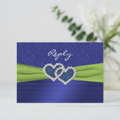 Royal Blue Pleats and Lime Reply Card - small (Standing Front)