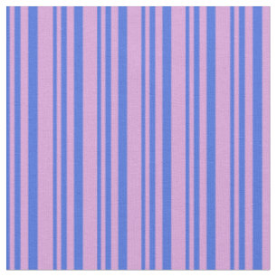 Royal Blue & Plum Pattern of Stripes Fabric