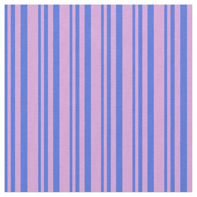Royal Blue & Plum Pattern of Stripes Fabric (Close Up)