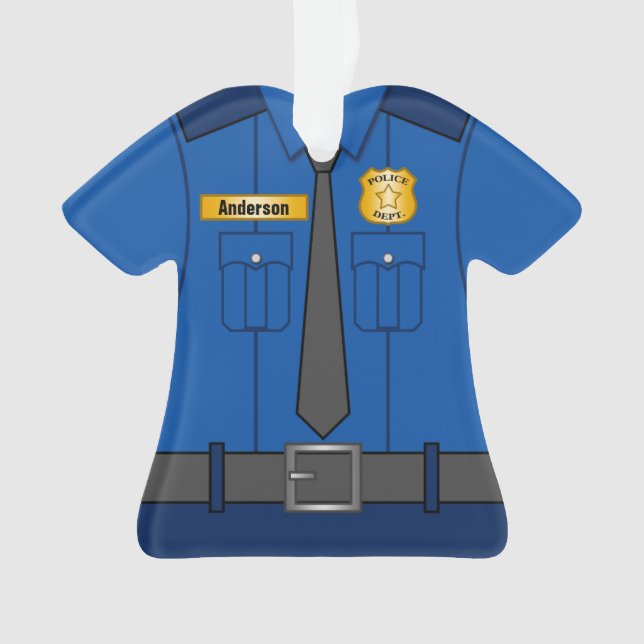 Royal Blue Police Officer Uniform Personalized Ornament (Front)