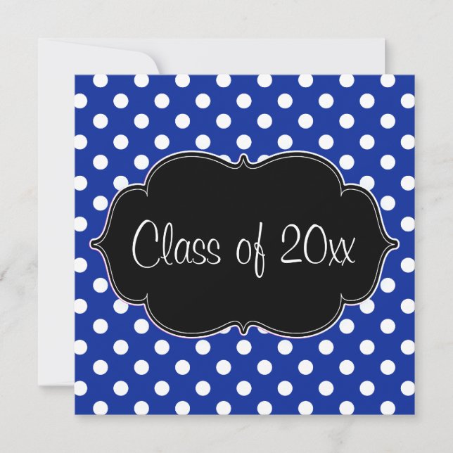 Royal Blue Polka Dot Graduation Announcement (Front)