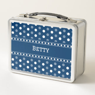 Royal Blue Polka Dot Metal Lunch Box