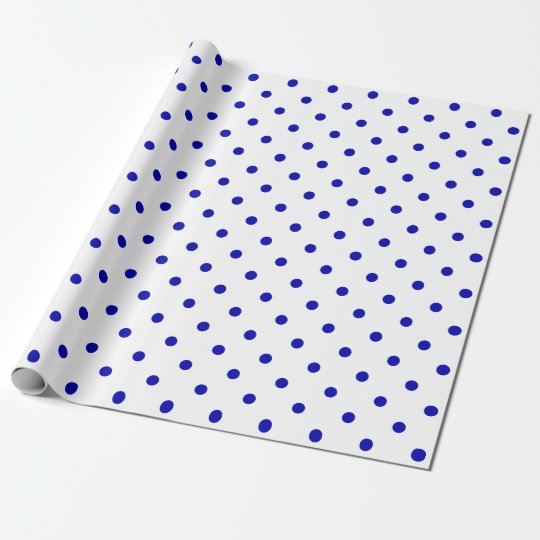 royal blue polka dots wrapping paper