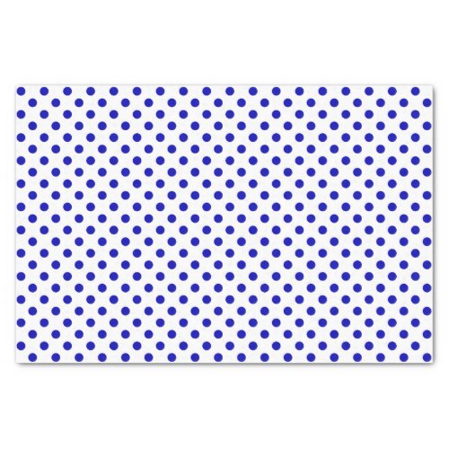 Royal Blue Polka Dot on White Tissue Paper