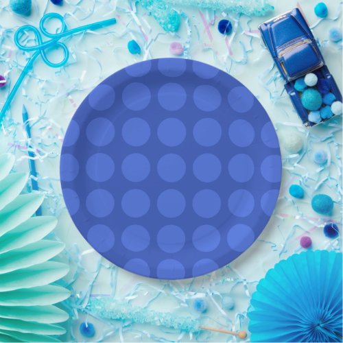 Royal Blue Polka Dot Pattern Paper Plates