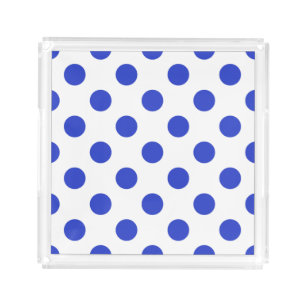 Royal blue polka dots acrylic tray