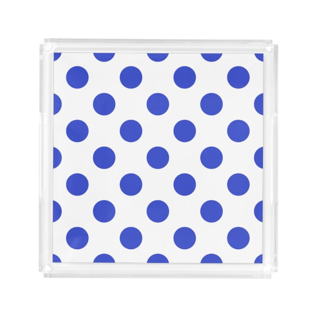 Royal blue polka dots acrylic tray (Front)