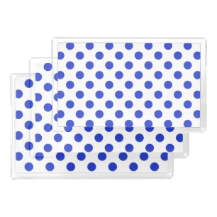 Royal blue polka dots acrylic tray