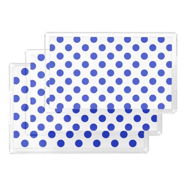 Royal blue polka dots acrylic tray (Set)