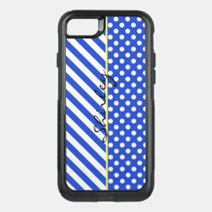 Royal Blue Polka Dots and Stripes by ShirleyTaylor OtterBox Commuter iPhone SE/8/7 Case