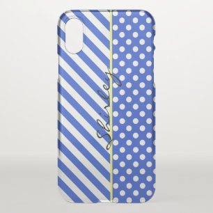 Royal Blue Polka Dots and Stripes by ShirleyTaylor iPhone X Case
