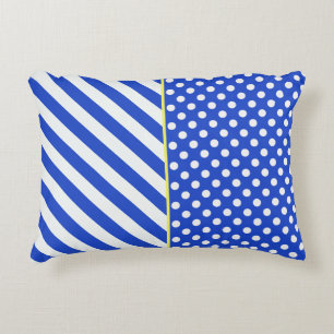 Royal Blue Polka Dots And Stripes by STaylor Accent Pillow