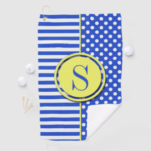 Royal Blue Polka Dots and Stripes-Monogram STaylor Golf Towel