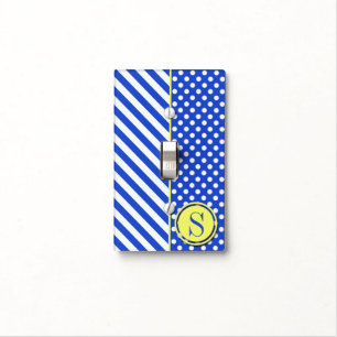 Royal Blue Polka Dots and Stripes-Monogram STaylor Light Switch Cover