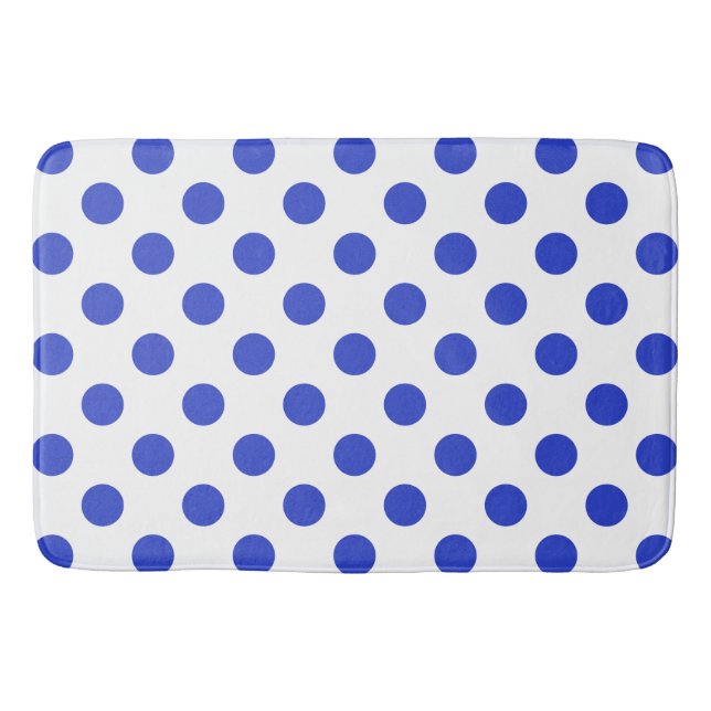 Royal blue polka dots bath mat (Front)