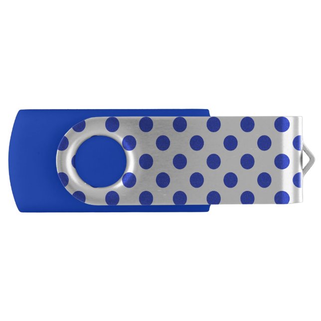 Royal blue polka dots flash drive (Front)