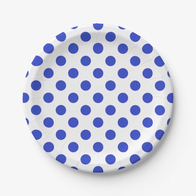 Royal blue polka dots paper plates (Front)