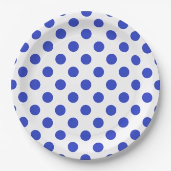 Royal Blue Polka Dots Paper Plates by FarmingBackwards at Zazzle