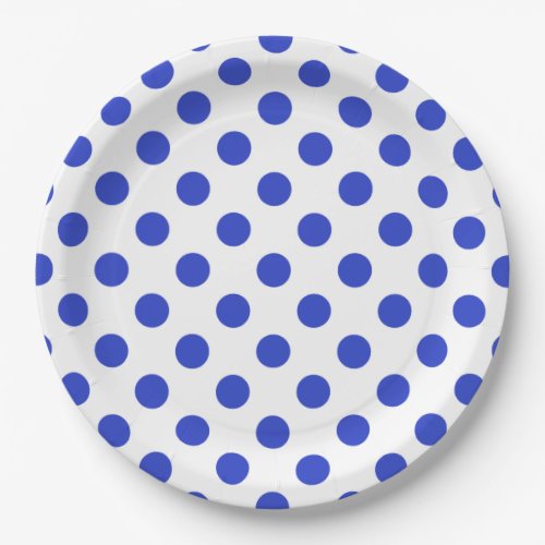 Royal blue polka dots paper plates