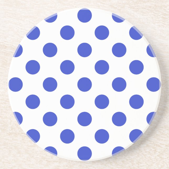 Royal blue polka dots sandstone coaster (Front)