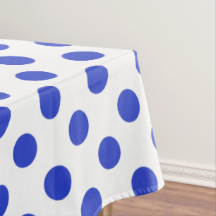 Royal blue polka dots tablecloth