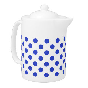 Royal blue polka dots teapot
