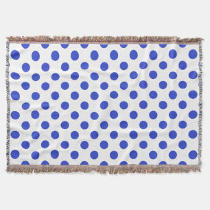 Royal blue polka dots throw blanket