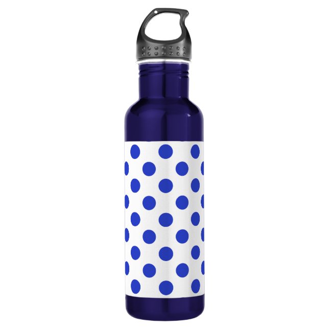 Royal blue polka dots water bottle (Front)