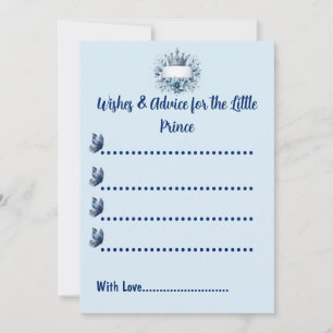 Royal Blue Prince Baby Shower Advice Card