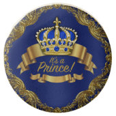 Royal Blue Prince Baby Shower Cookies (Front)