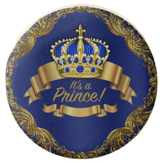 Royal Blue Prince Baby Shower Cookies (Front)