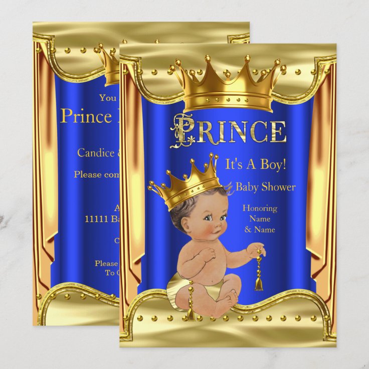 Royal Blue Prince Baby Shower Gold Boy Invitation Zazzle