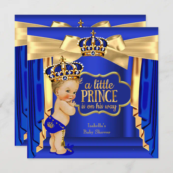 Crown DIY Printable Royal Blue & Gold Prince Prince Baby Shower Invitation African American Baby Shower Invitation