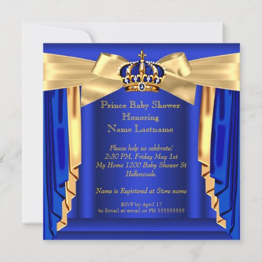Royal Blue Prince Baby Shower Gold Crown Ethnic Invitation Zazzle