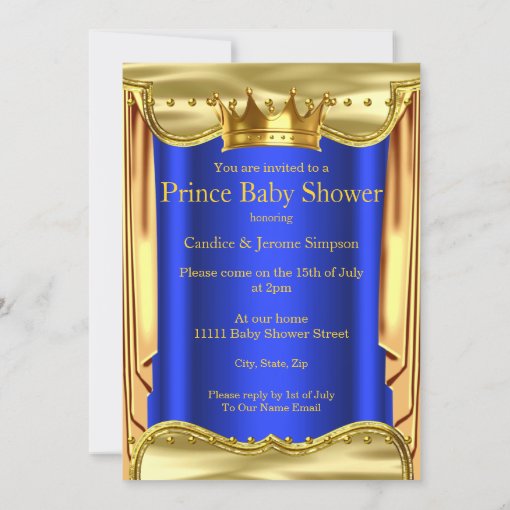 Royal Blue Prince Baby Shower Gold Ethnic Invitation Zazzle