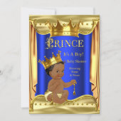 Royal Blue Prince Baby Shower Gold Ethnic Invitation (Front)