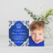 Royal Blue Prince Birthday Party Invitation (Standing Front)