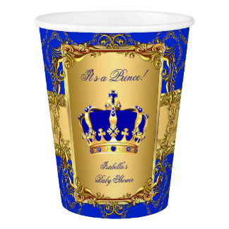 Royal Blue Prince Crown Baby Shower Boy Paper Cup