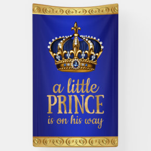 Royal Blue Prince Crown Boy Baby Shower Banner