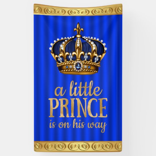 Royal Blue Prince Crown Boy Prince Baby Shower Banner