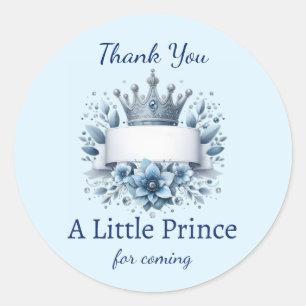 Royal Blue Prince Crown Thank You Favor Sticker