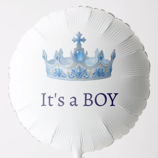 Royal Blue Prince It's a Boy Crown Baby Shower Balloon