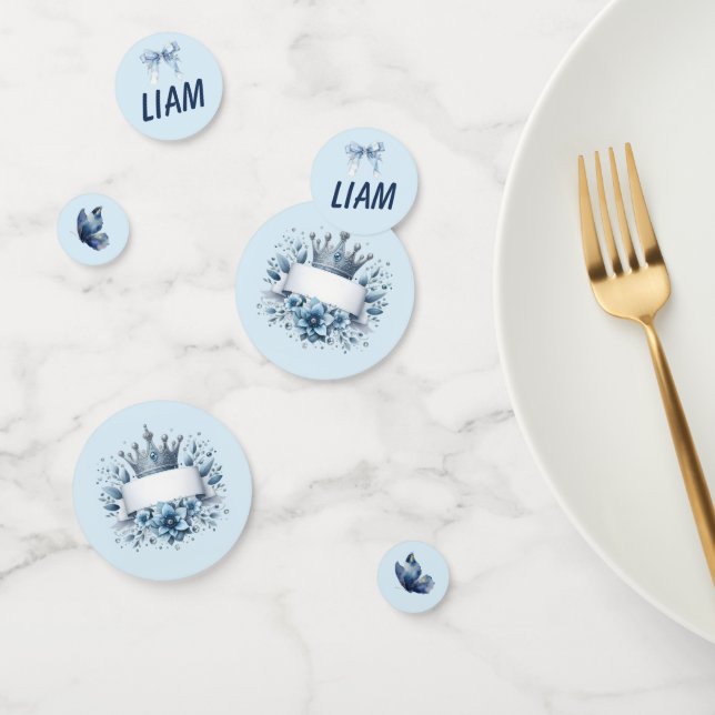 Royal Blue Prince Liam Baby Shower Table Confetti (Group)