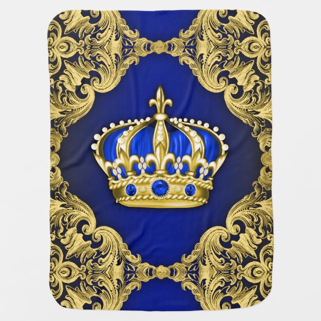 Royal Blue Prince Receiving Blanket (Front)