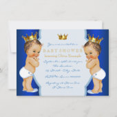 Royal Blue Prince Twin Boy Baby Shower Invitation (Back)