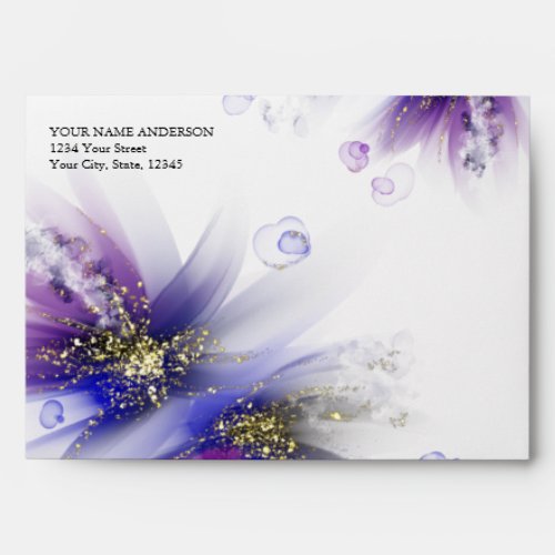 Royal Blue Purple Abstract Floral Envelope